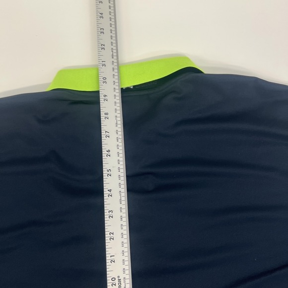 Psycho Bunny Polo Shirt Mens 2XL Navy Neon Green Colorblock Golf Skull Logo - Picture 14 of 16